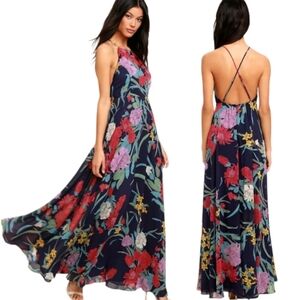 LULUS "A Dream Realized" Floral Print Maxi Dress - Size L